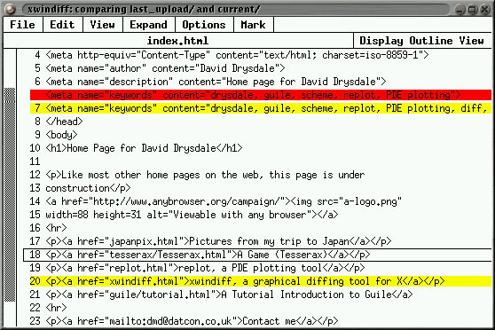 xwindiff in action